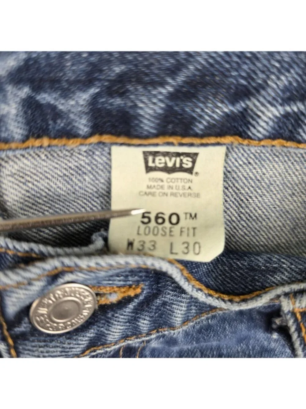 Levi's 560 Jeans Mens 33x30 Loose Relaxed Tapered USA 2001 Medium Wash Denim